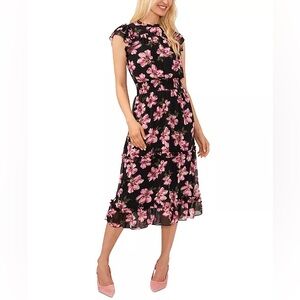CeCe woman's smoked- waist flutter sleeve midi dress size: small